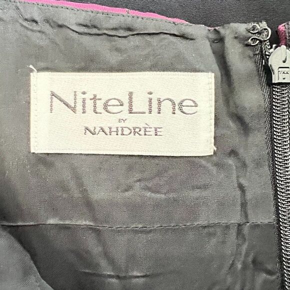 Niteline By Nahdree Vtg Black/Purple Beaded Cocktail Dress Size 12 - Picture 6 of 8